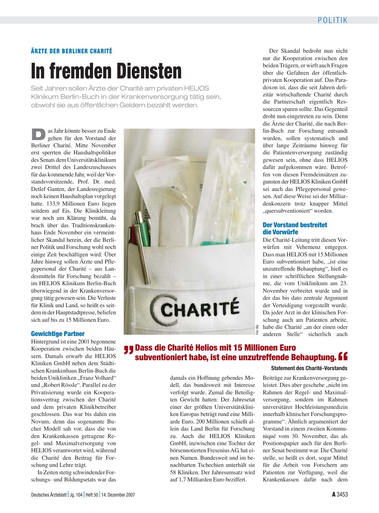 Vorschauseite 1: Ärzte der Berliner Charité: In fremden Diensten