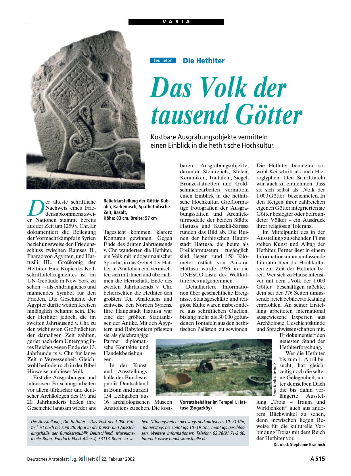 Vorschauseite 1: Die Ausstellung „Die Hethiter – Das Volk der 1 000 Götter“