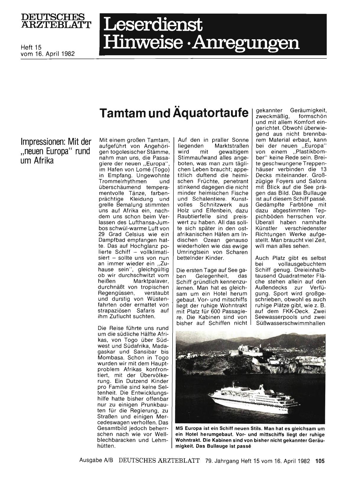 Vorschauseite 1: Tamtam und Äquatortaufe