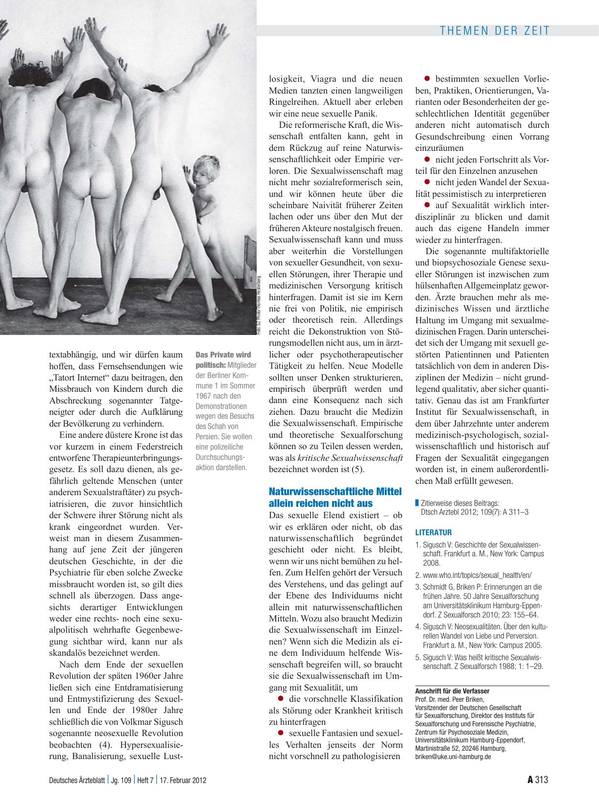 Vorschauseite 3: Sexualwissenschaft: Das sexuelle Elend existiert weiter