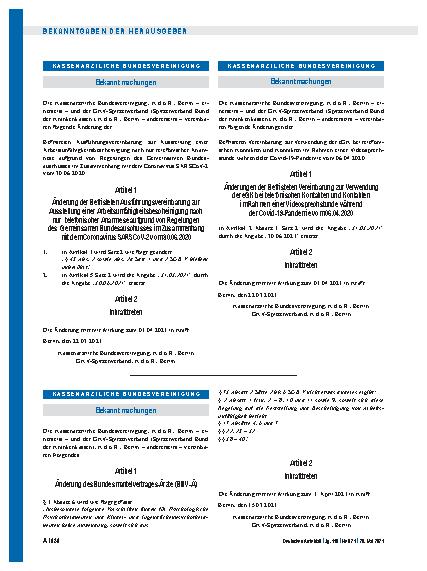 Vorschauseite 1: Änderungen der Befristeten Vereinbarung zur Verwendung der eGK bei telefonischen Kontakten und Kontakten im Rahmen einer Videosprechstunde während der Covid-19-Pandemie vom 06. 04…