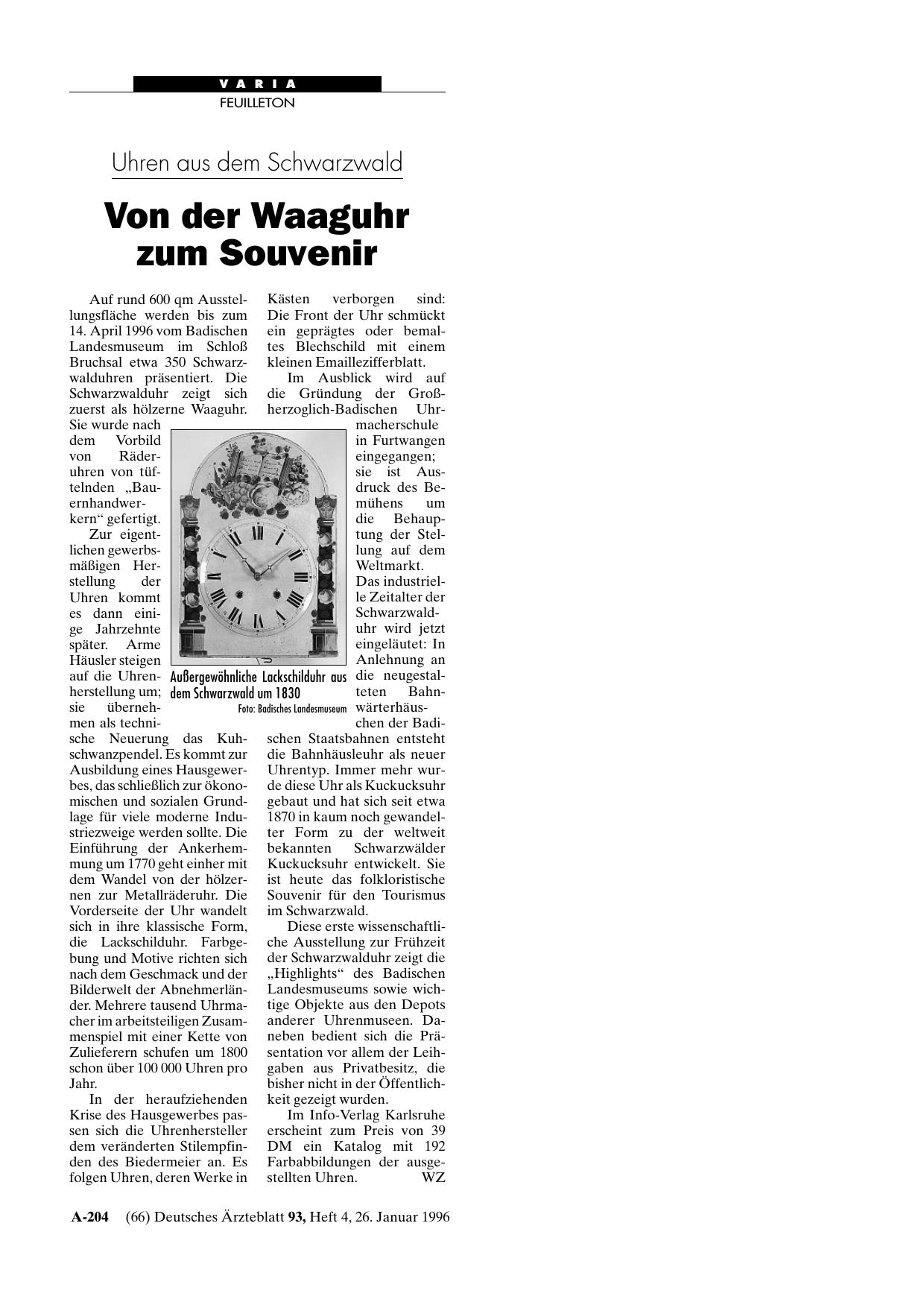 Vorschauseite 1: Uhren aus dem Schwarzwald: Von der Waaguhr zum Souvenir