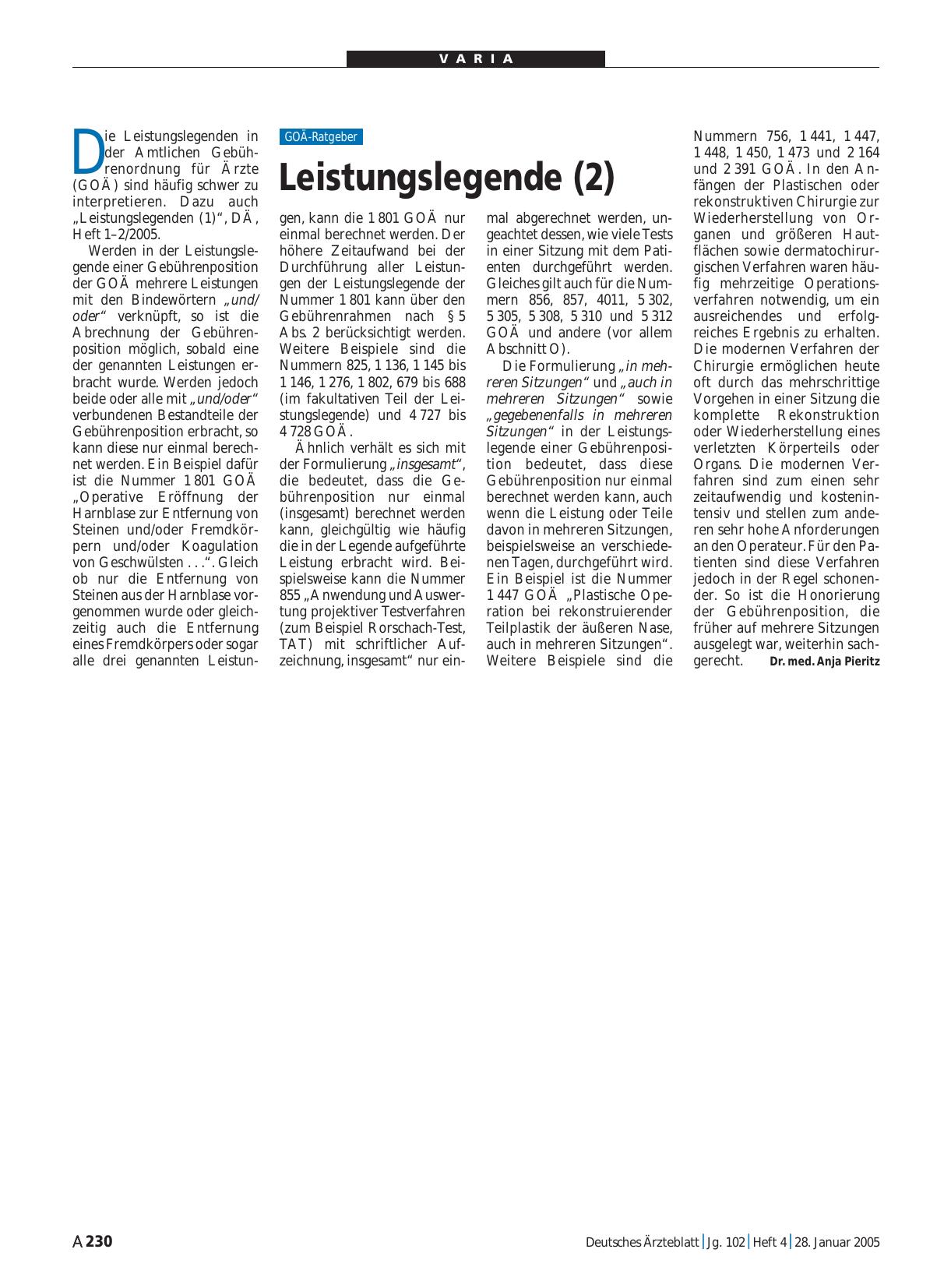 Vorschauseite 1: Leistungslegende (2)