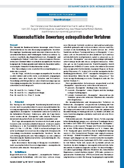 Vorschauseite 1: Wissenschaftliche Bewertung osteopathischer Verfahren