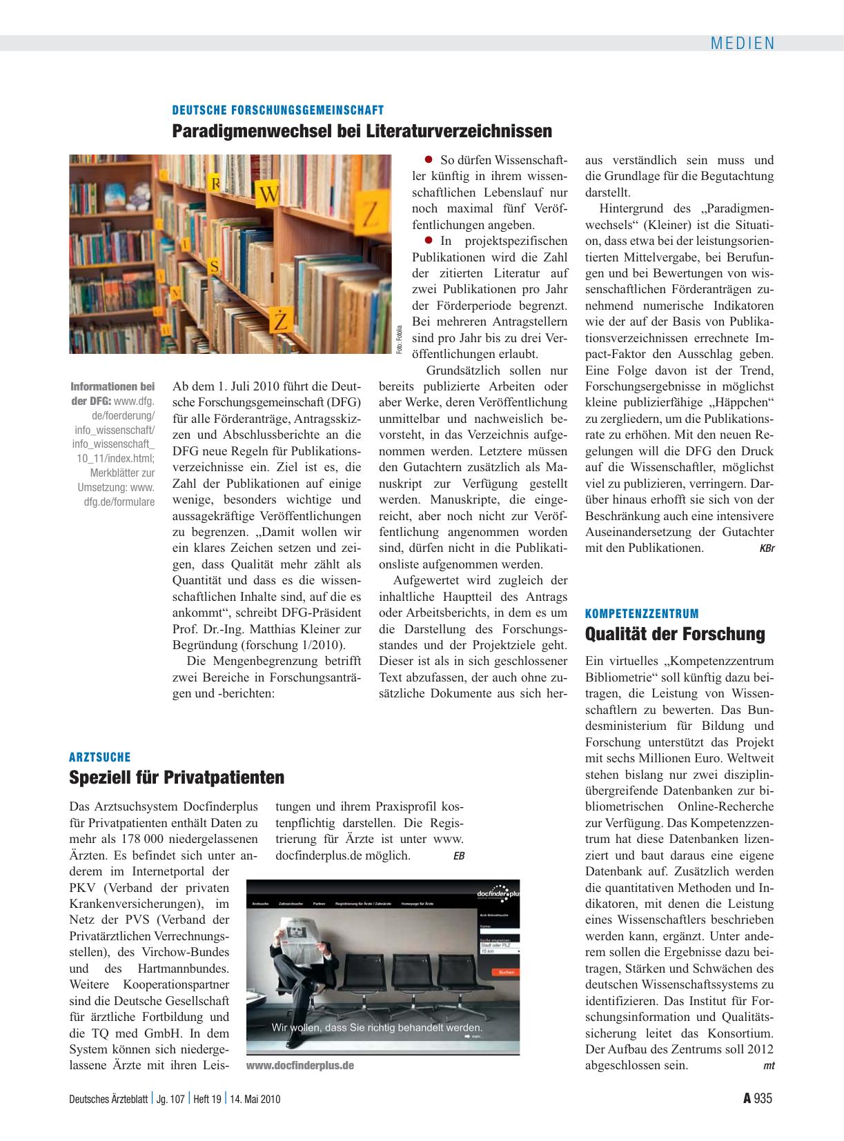 Vorschauseite 1: Deutsche Forschungsgemeinschaft: Paradigmenwechsel bei Literaturverzeichnissen