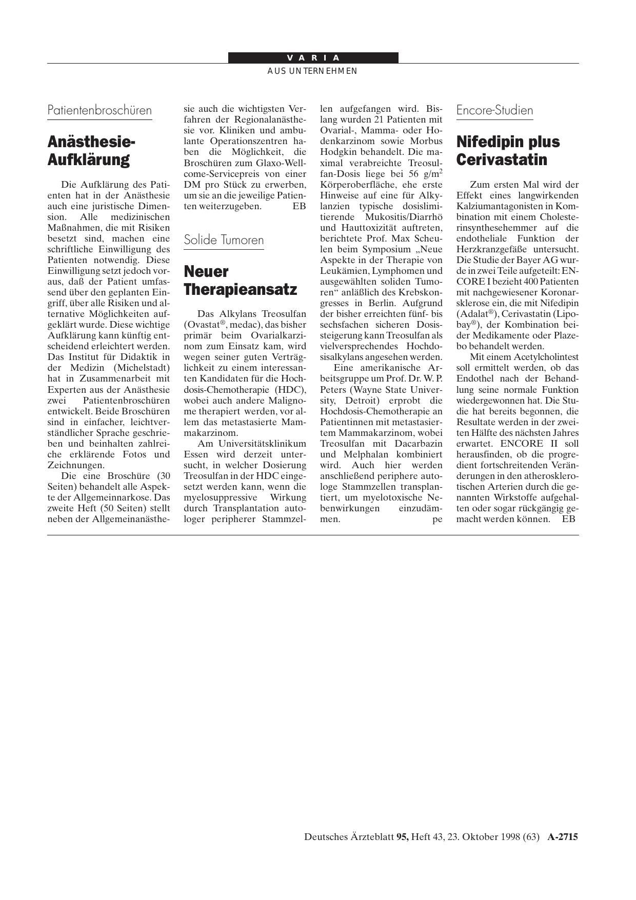 Vorschauseite 1: Solide Tumoren: Neuer Therapieansatz