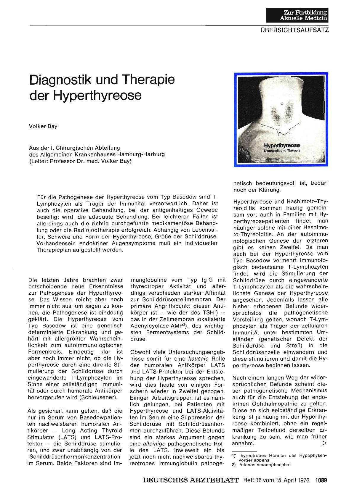 Vorschauseite 1: Diagnostik und Therapie der Hyperthyreose