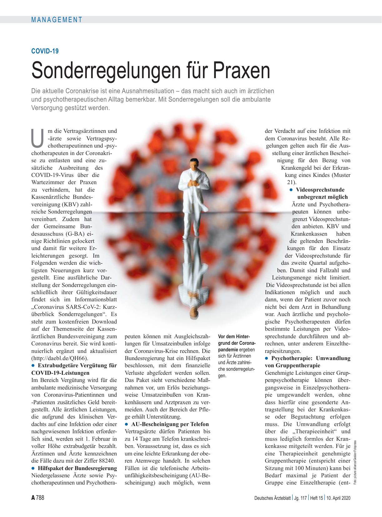 Vorschauseite 1: COVID-19: Sonderregelungen für Praxen