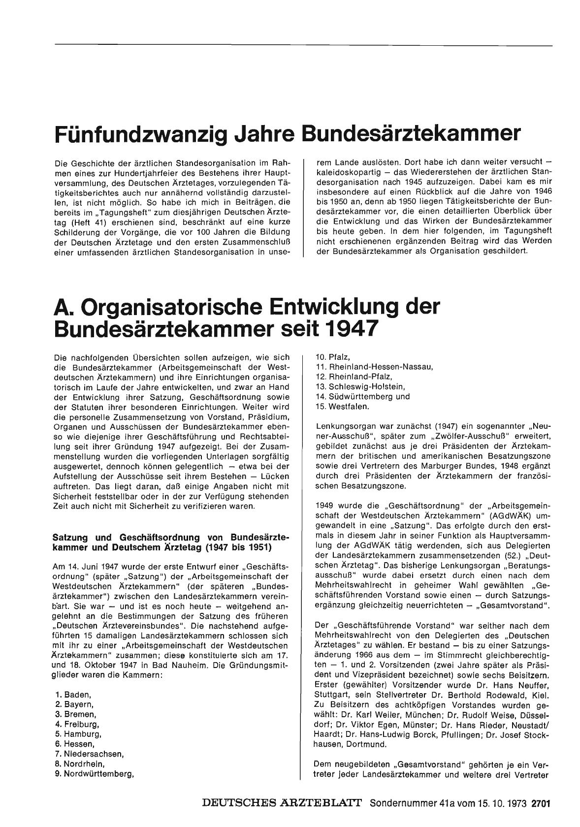 Vorschauseite 1: Fünfundzwanzig Jahre Bundesärztekammer