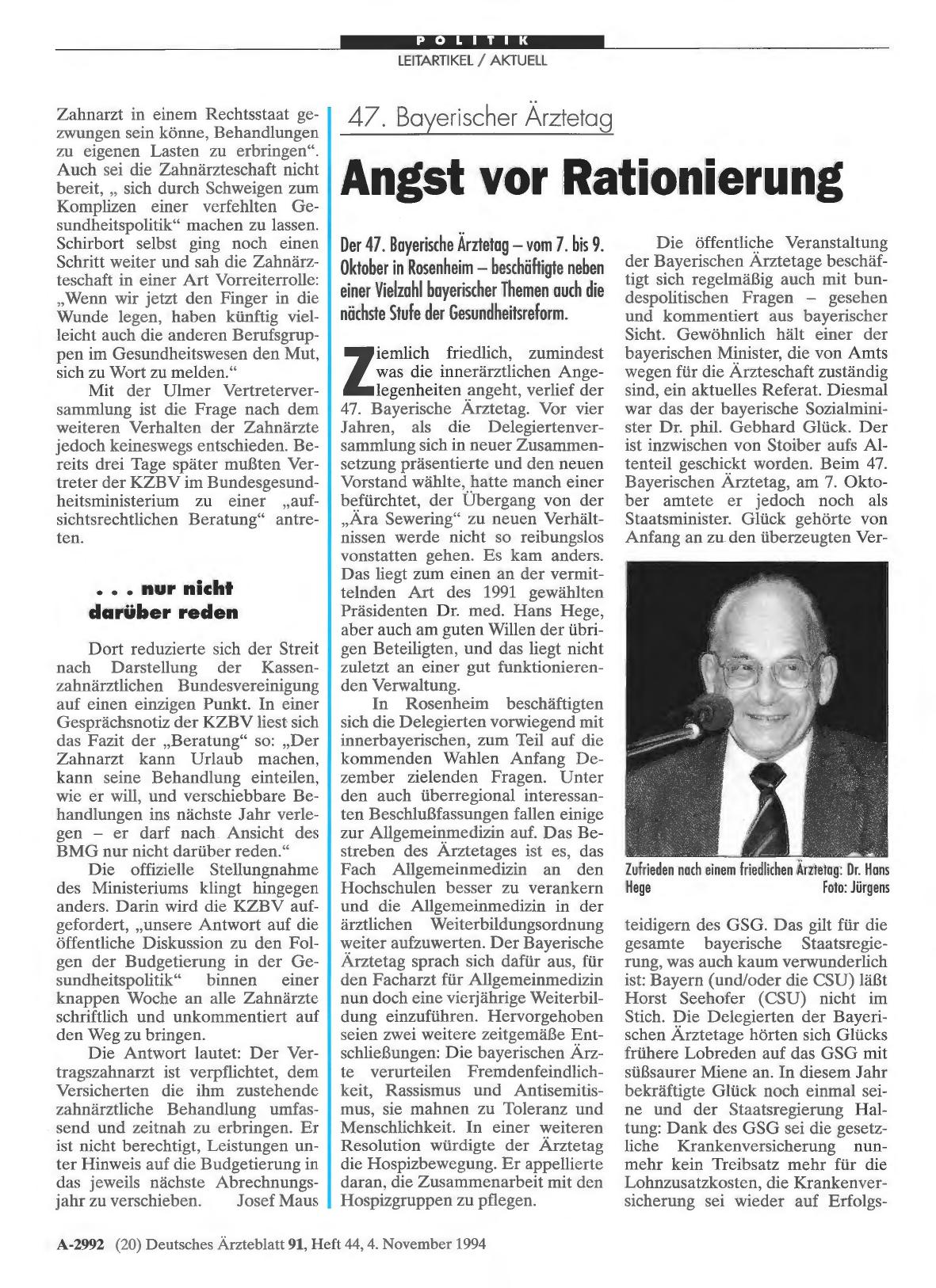 Vorschauseite 1: 47. Bayerischer Ärztetag: Angst vor Rationierung