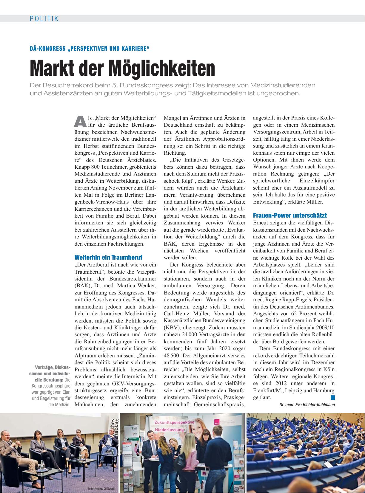 Vorschauseite 1: DÄ-Kongress „Perspektiven und Karriere“: Markt der Möglichkeiten