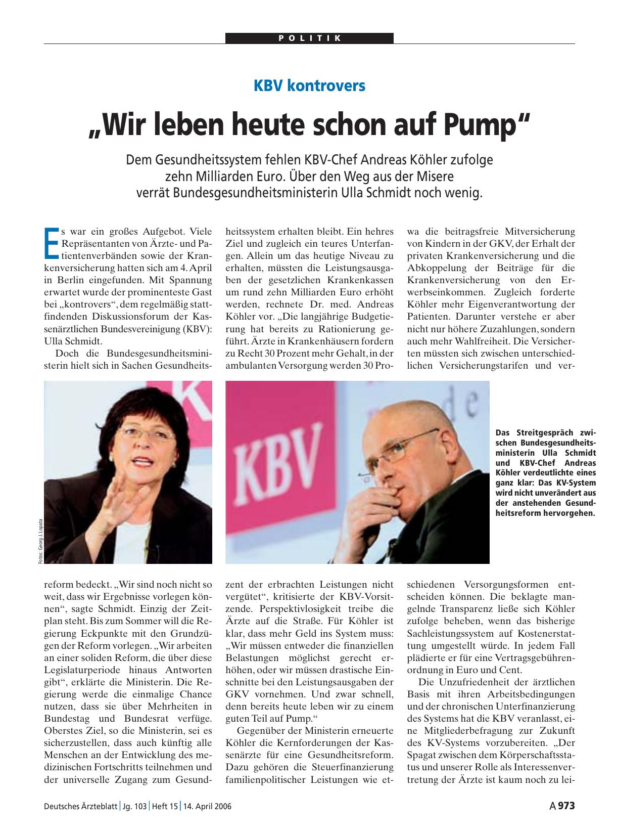 Vorschauseite 1: KBV kontrovers: „Wir leben heute schon auf Pump“