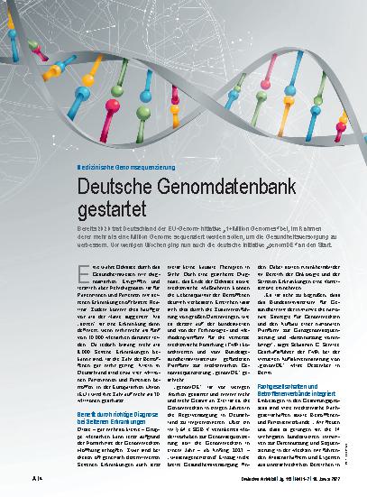 Vorschauseite 1: Medizinische Genomsequenzierung: Deutsche Genomdatenbank gestartet
