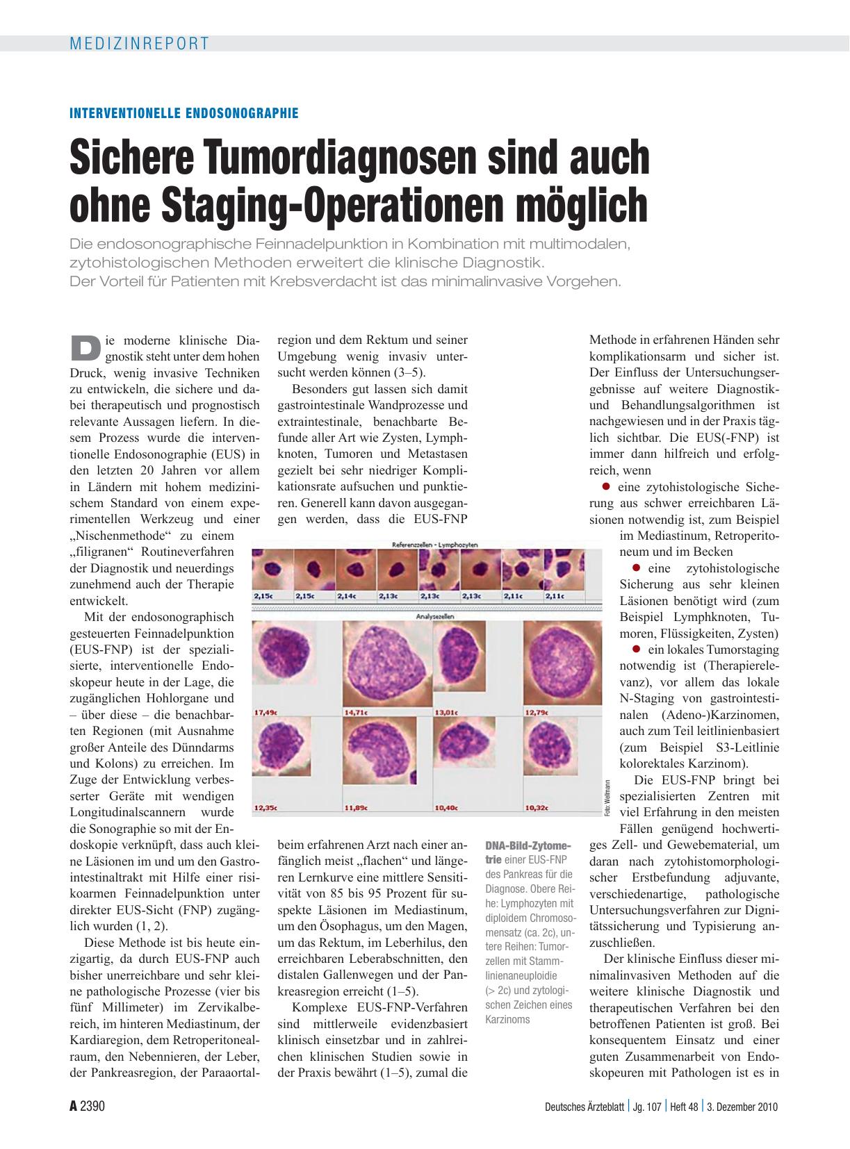 Vorschauseite 1: Interventionelle Endosonographie: Sichere Tumordiagnosen sind auch ohne Staging-Operationen möglich