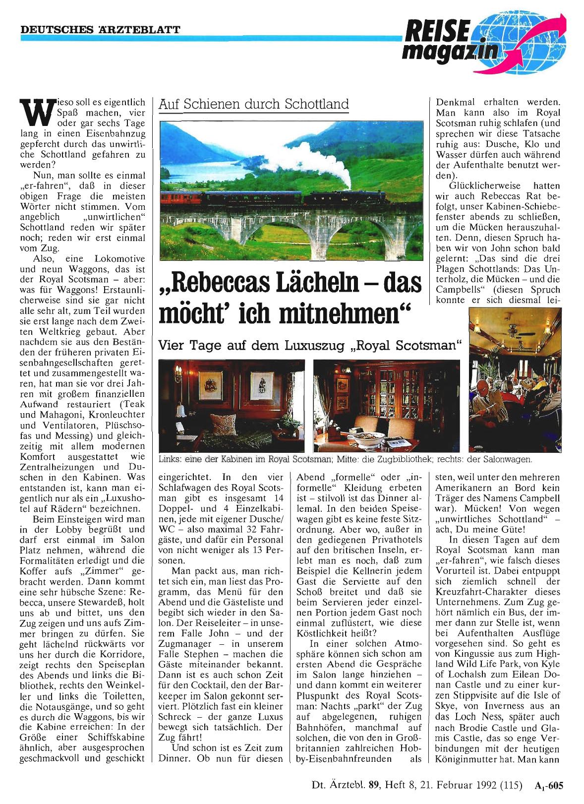 Vorschauseite 1: Auf Schienen durch Schottland: „Rebeccas Lächeln — das möcht' ich mitnehmen“