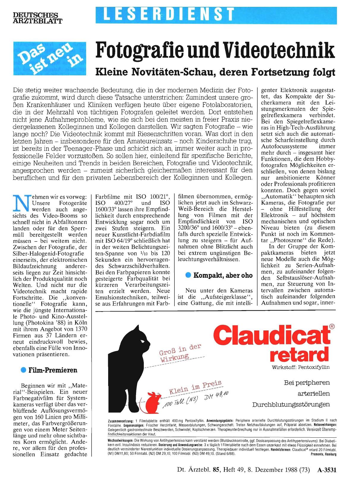 Vorschauseite 1: Das ist neu in Fotografie und Videotechnik: Kleine Novitäten-Schau, deren Fortsetzung folgt