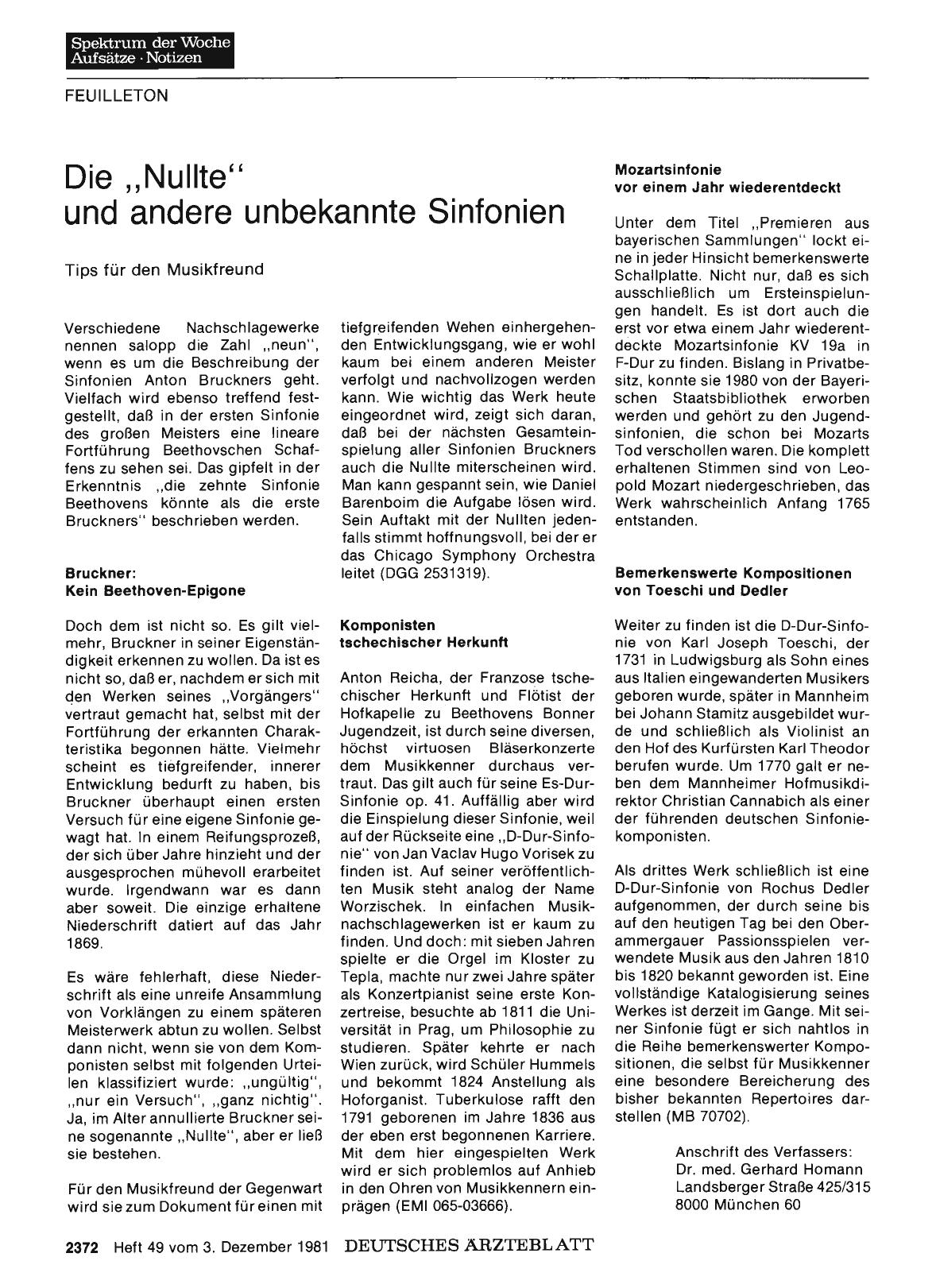 Vorschauseite 1: Die „Nullte" und andere unbekannte Sinfonien