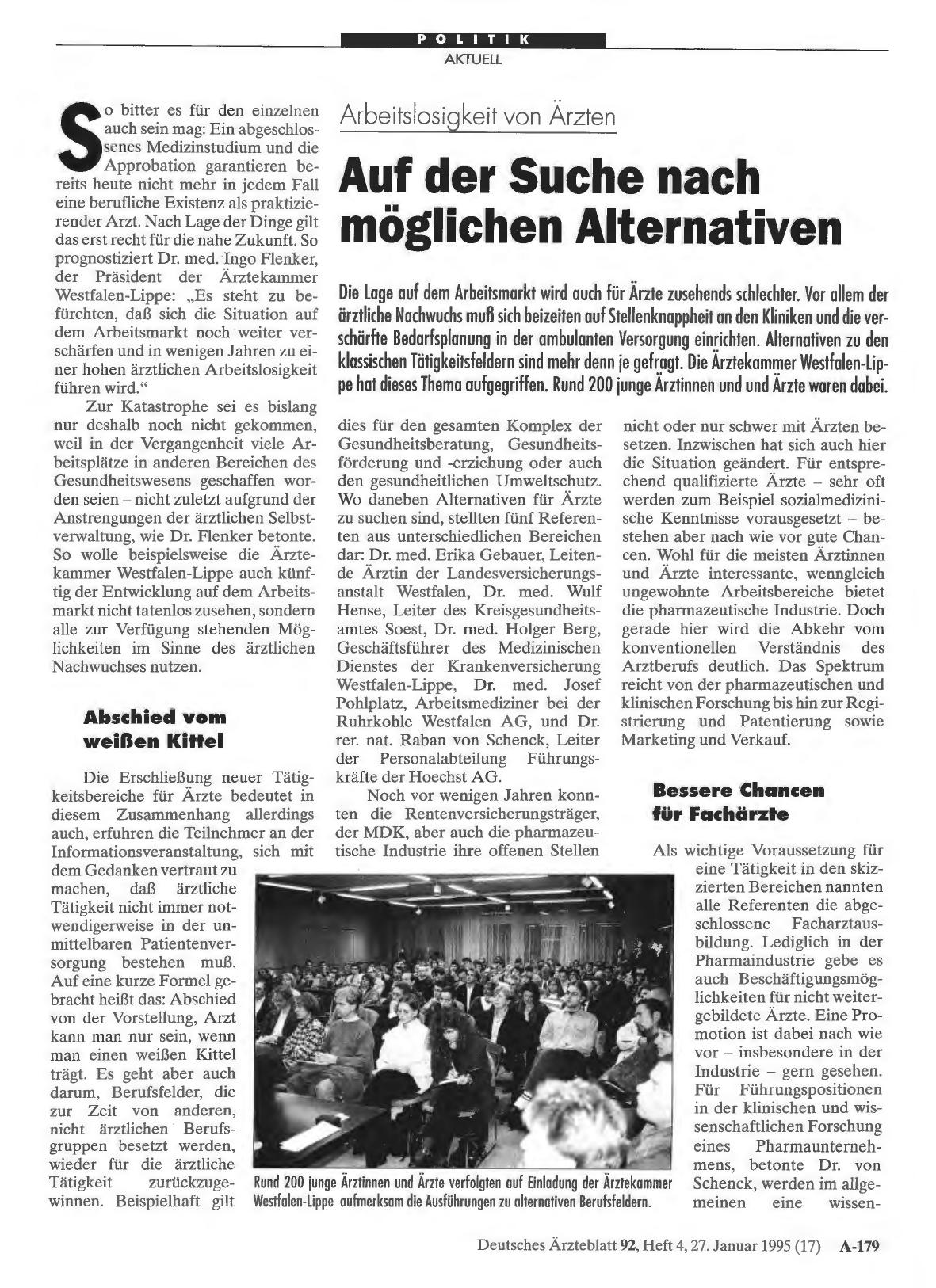 Vorschauseite 1: Arbeitslosigkeit von Ärzten: Auf der Suche nach möglichen Alternativen