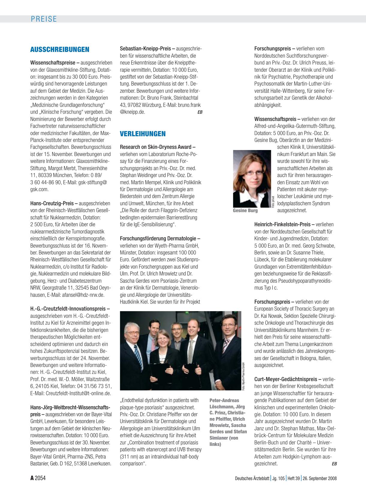 Vorschauseite 1: Verleihungen
