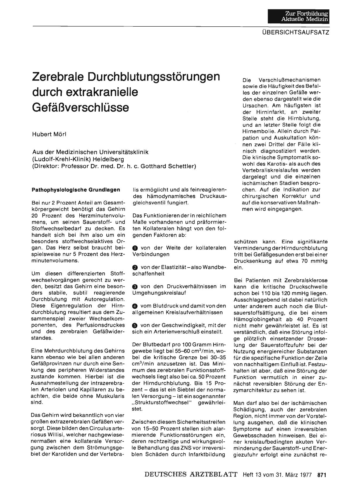 Vorschauseite 1: Zerebrale Durchblutungsstörungen durch extrakranielle Gefäßverschlüsse