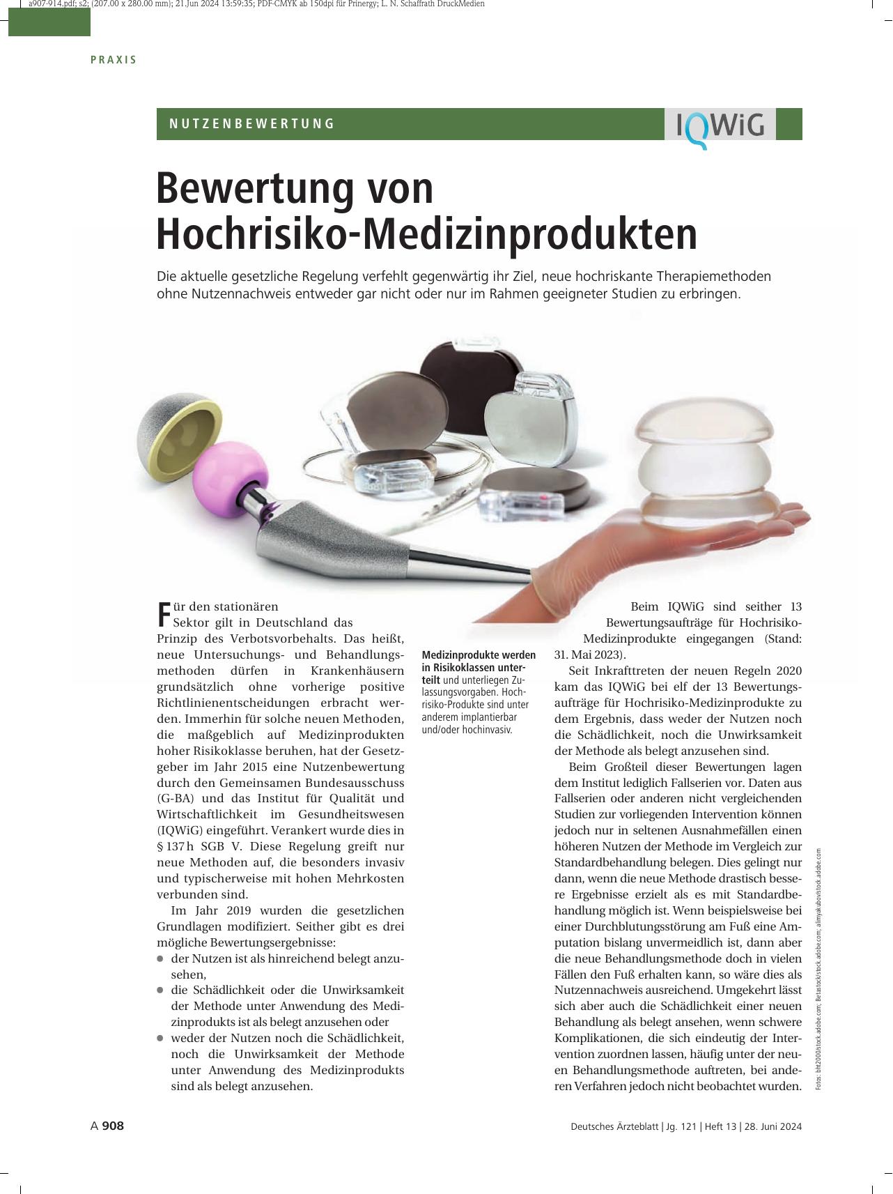 Vorschauseite 1: Bewertung von Hochrisiko-Medizinprodukten
