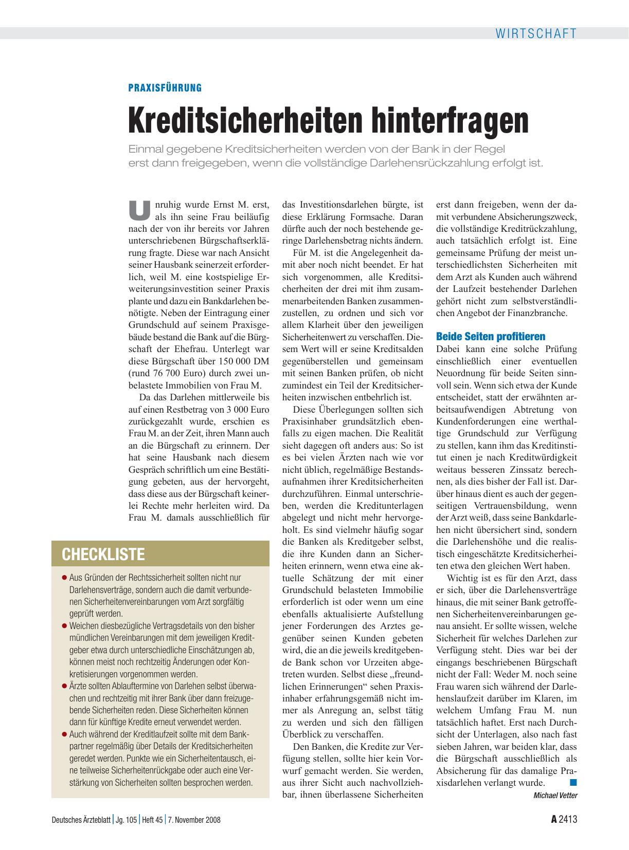 Vorschauseite 1: Praxisführung: Kreditsicherheiten hinterfragen