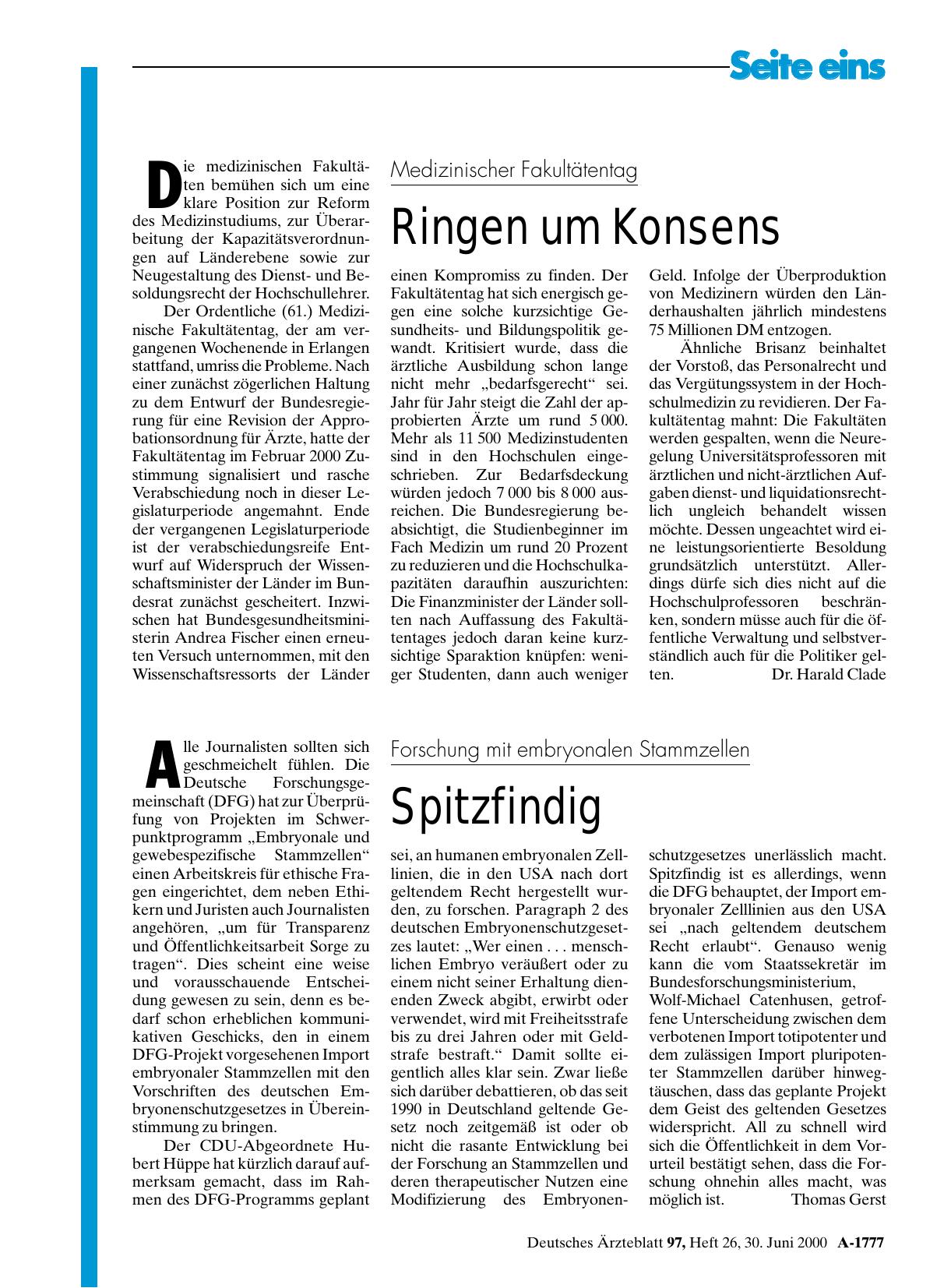 Vorschauseite 1: Forschung mit embryonalen Stammzellen: Spitzfindig