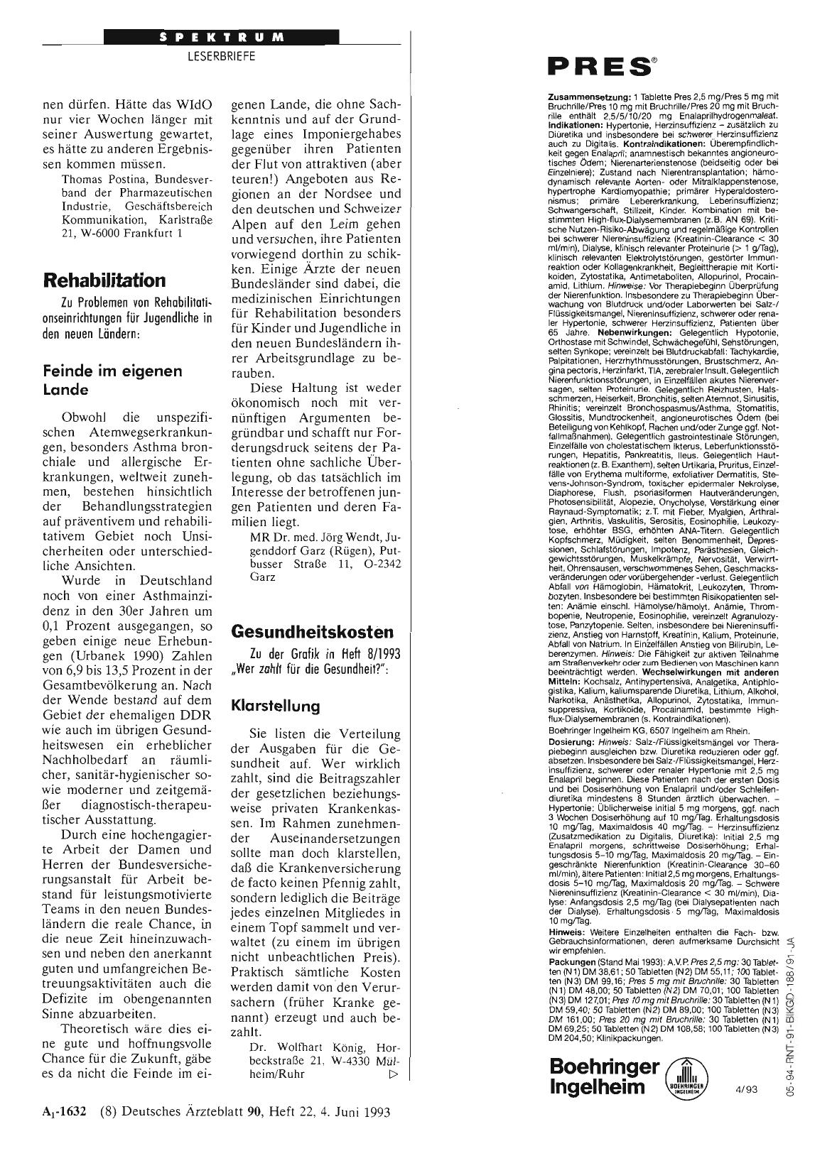 Vorschauseite 1: Gesundheitskosten: Klarstellung