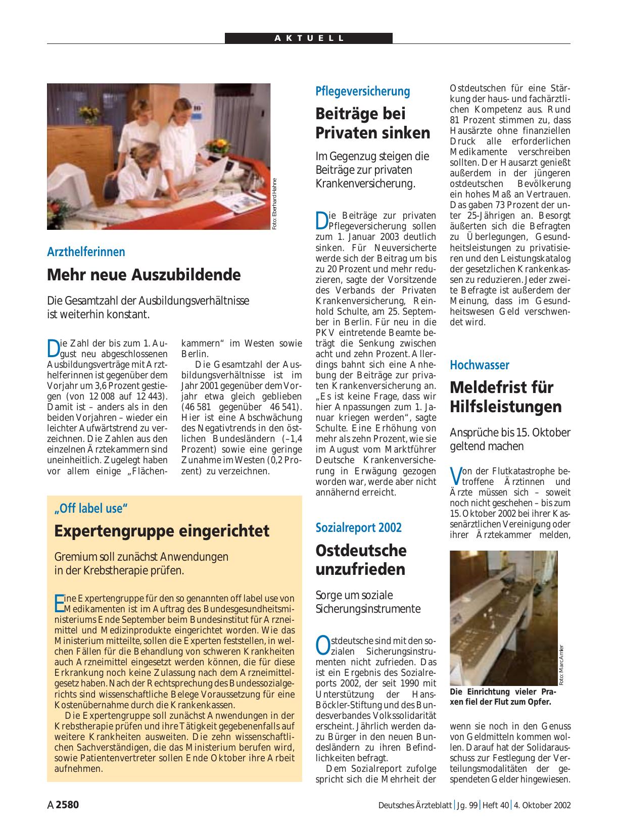 Vorschauseite 1: Sozialreport 2002: Ostdeutsche unzufrieden