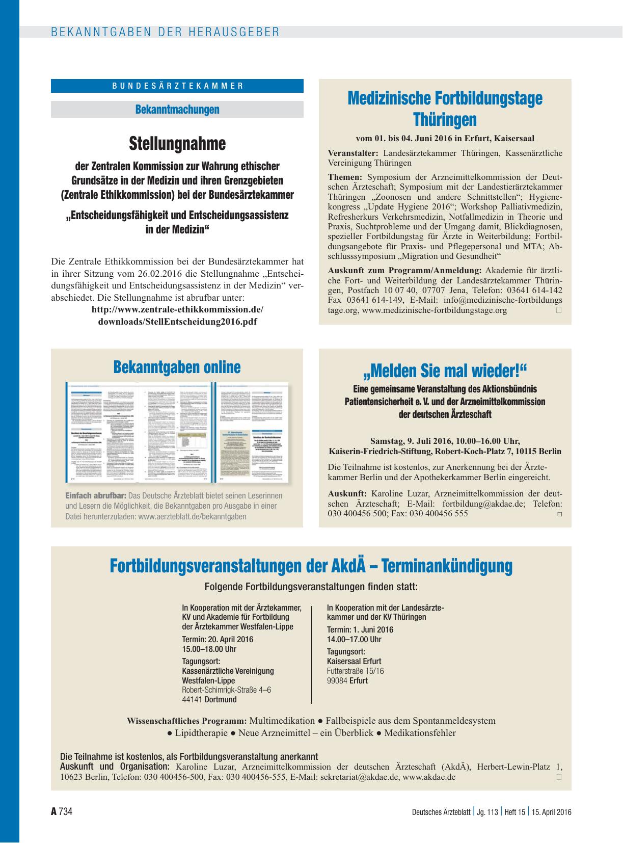 Vorschauseite 1: Medizinische Fortbildungstage Thüringen