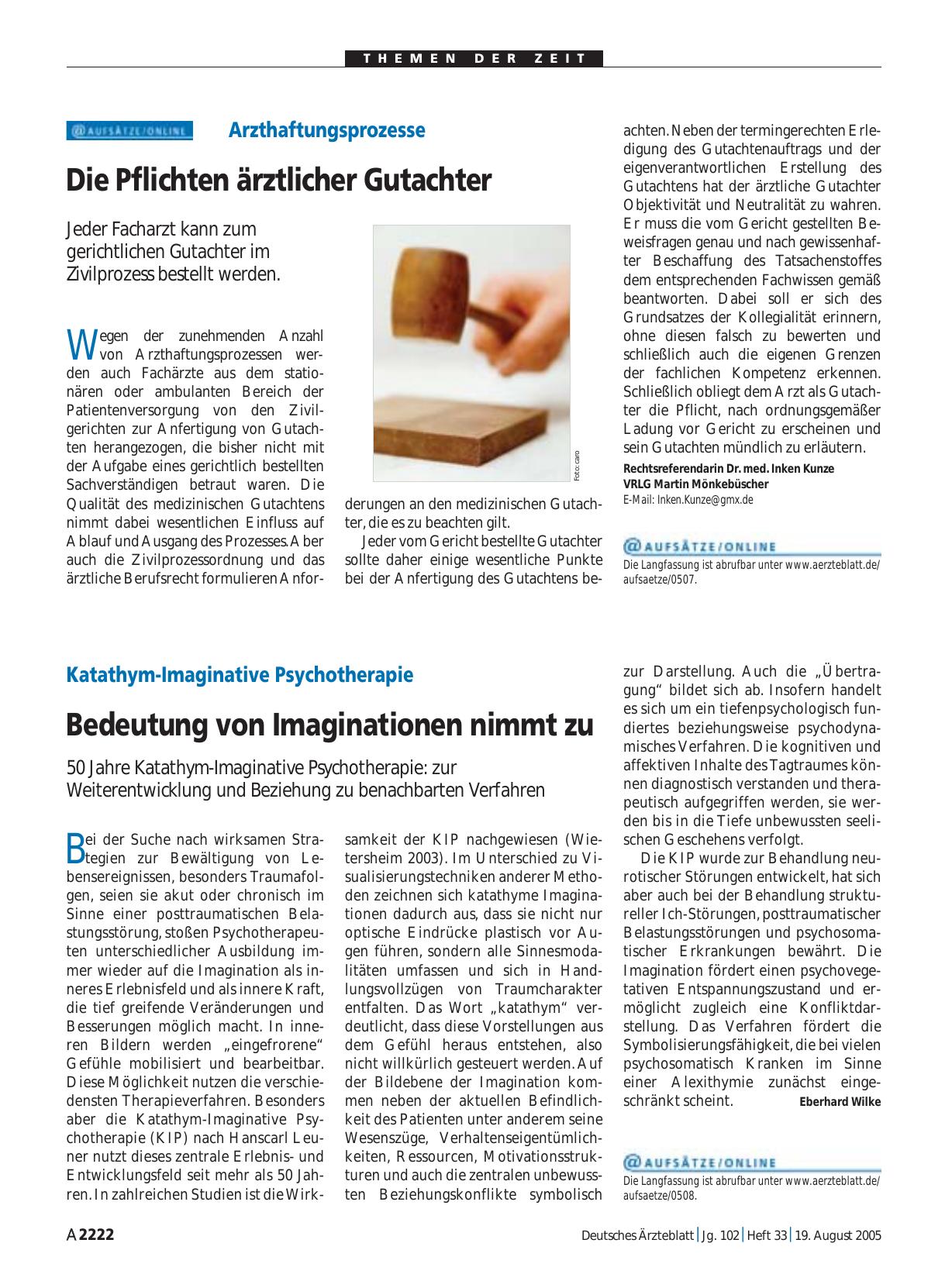 Vorschauseite 1: Katathym-Imaginative Psychotherapie: Bedeutung von Imaginationen nimmt zu