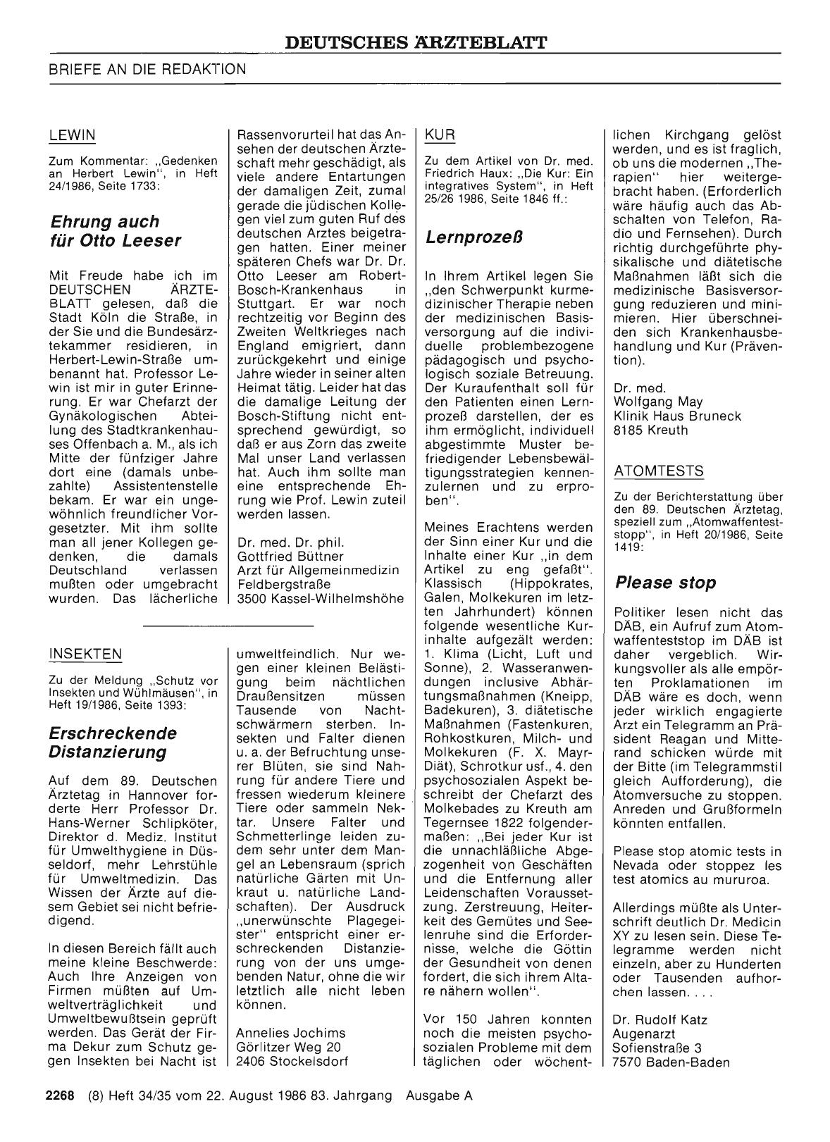 Vorschauseite 1: LEWIN: Ehrung auch für Otto Leeser