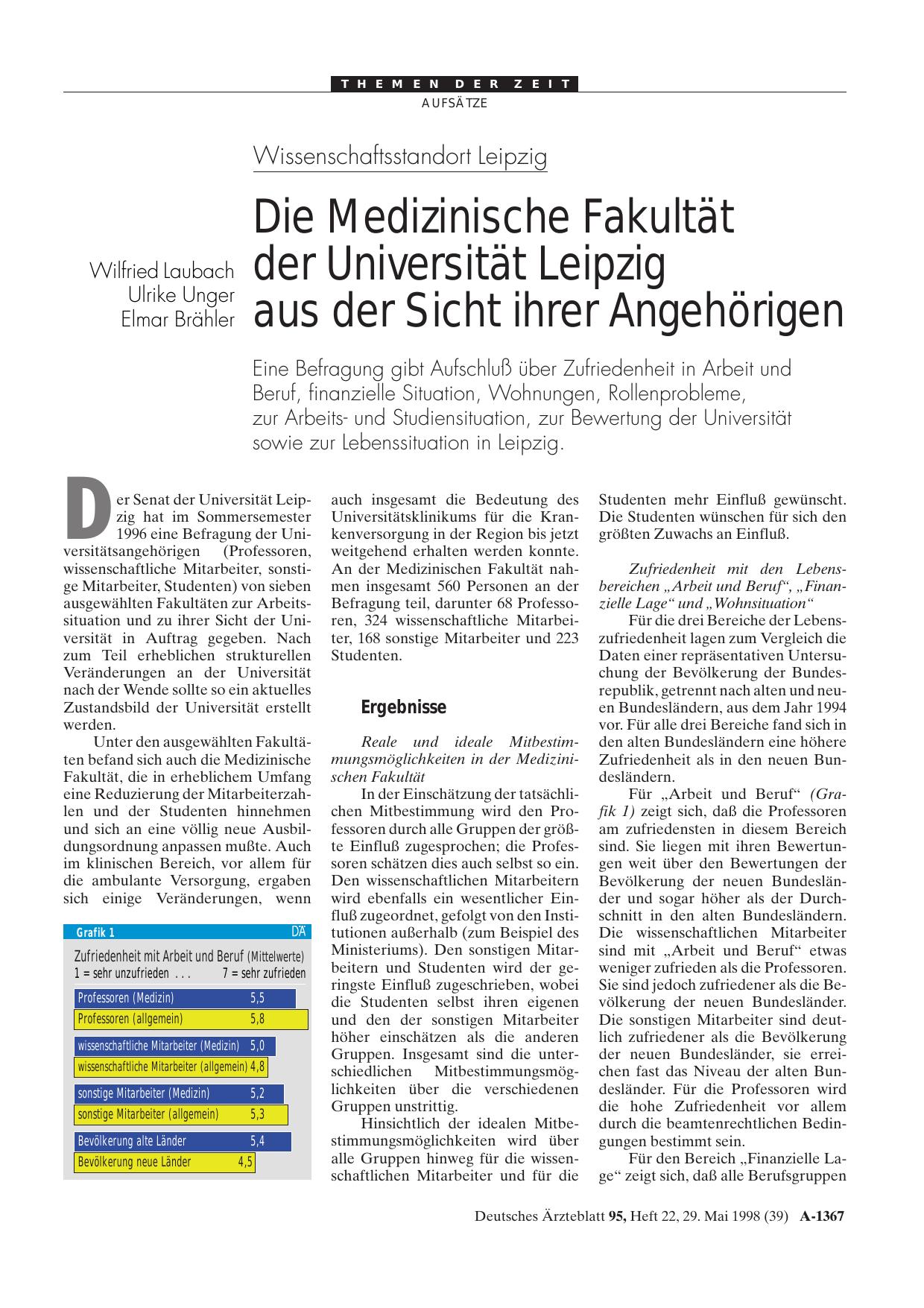Vorschauseite 1: Wissenschaftsstandort Leipzig: Die Medizinische Fakultät der Universität Leipzig aus der Sicht ihrer Angehörigen