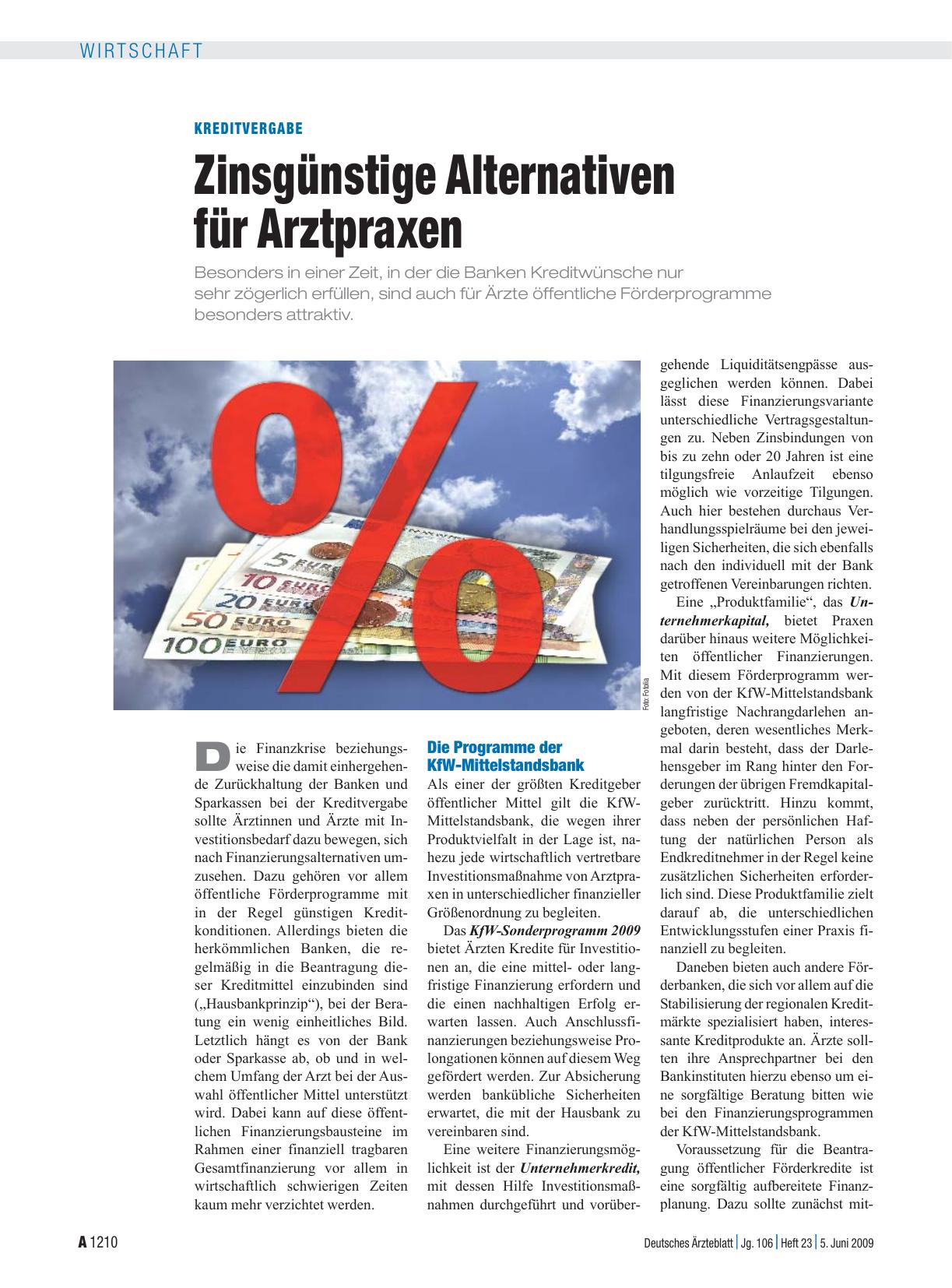 Vorschauseite 1: Kreditvergabe: Zinsgünstige Alternativen für Arztpraxen