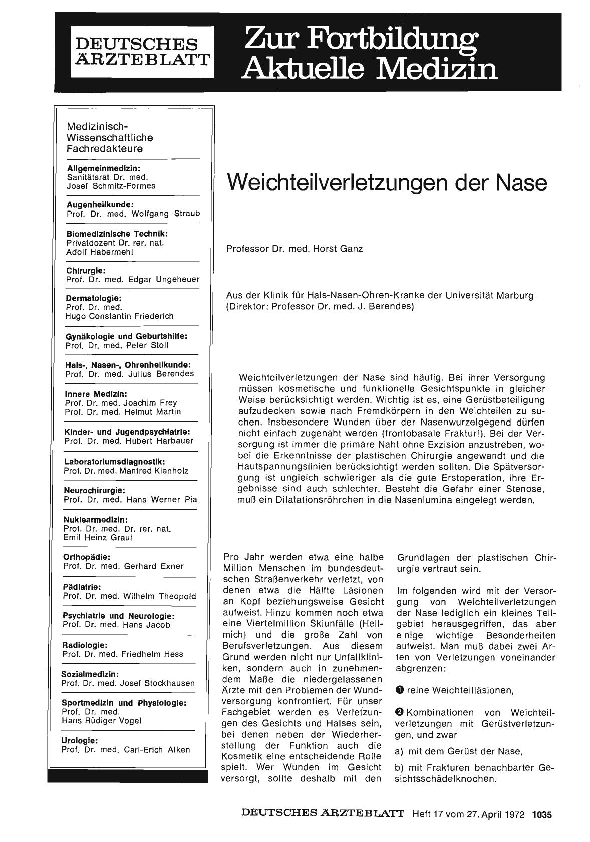 Vorschauseite 1: Weichteilverletzungen der Nase
