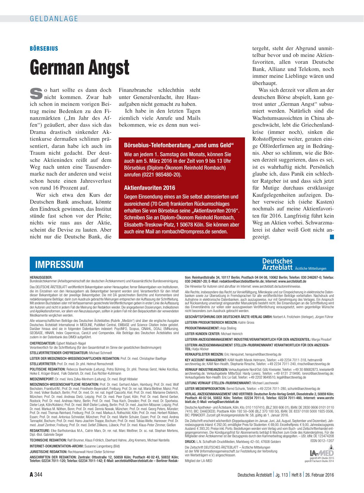 Vorschauseite 1: Börsebius: German Angst