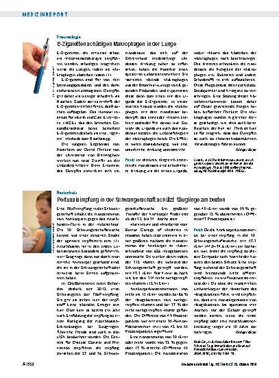 Vorschauseite 1: Pneumologie: E-Zigaretten schädigen Makrophagen in der Lunge
