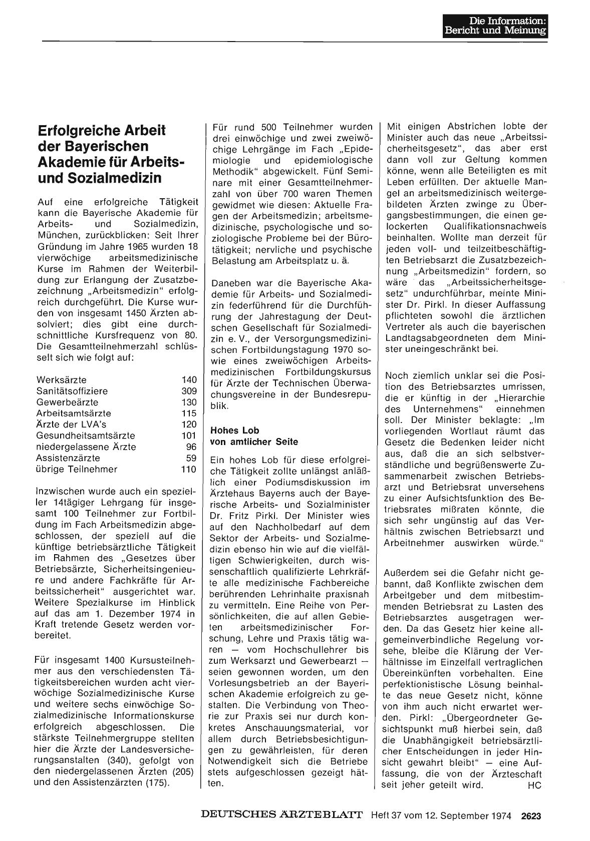 Vorschauseite 1: Erfolgreiche Arbeit der Bayerischen Akademie für Arbeitsund Sozialmedizin