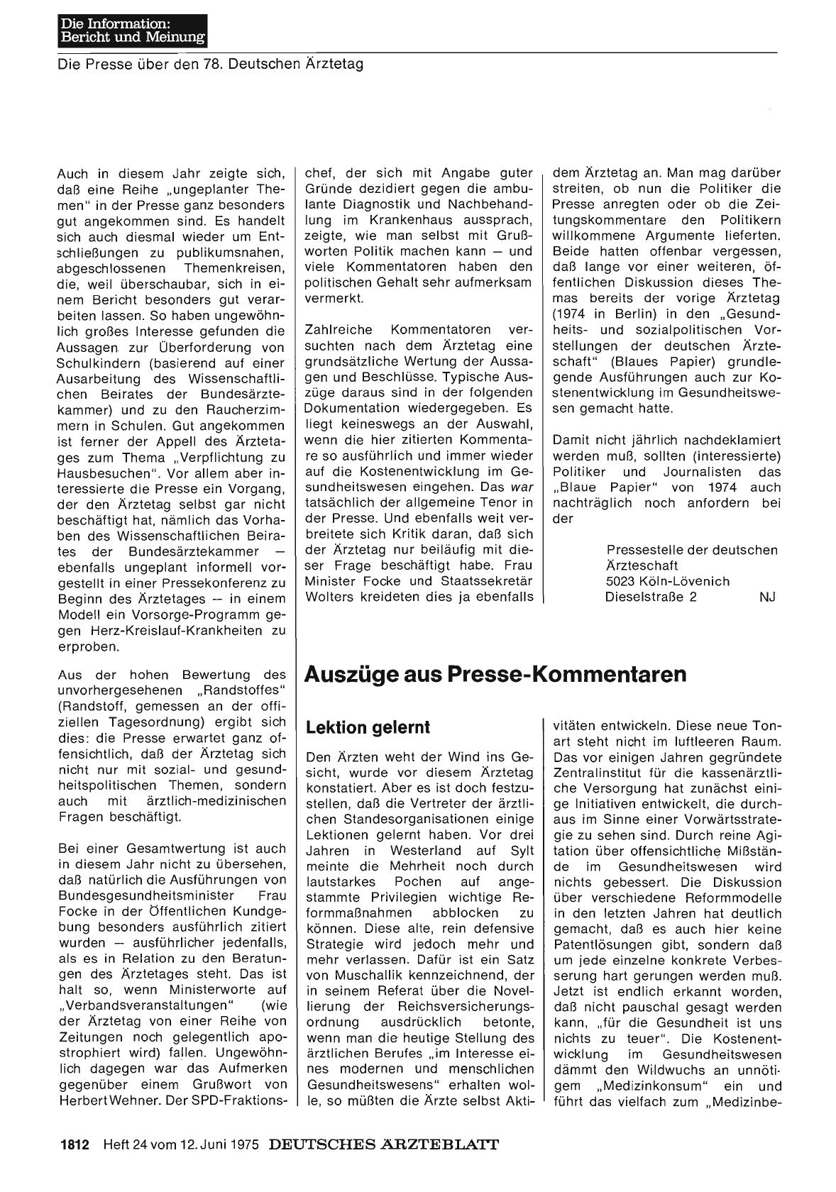 Vorschauseite 1: Auszüge aus Presse-Kommentaren