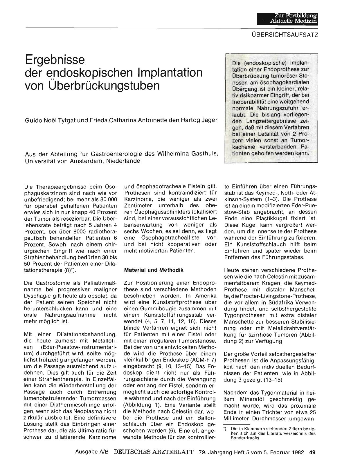 Vorschauseite 1: Ergebnisse der endoskopischen Implantation von Überbrückungstuben