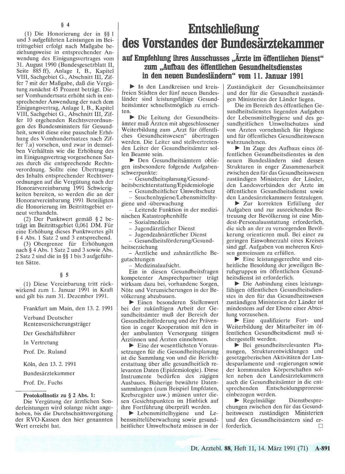 Vorschauseite 1: Entschlleßung des Vorstandes der Bundesärztekammer