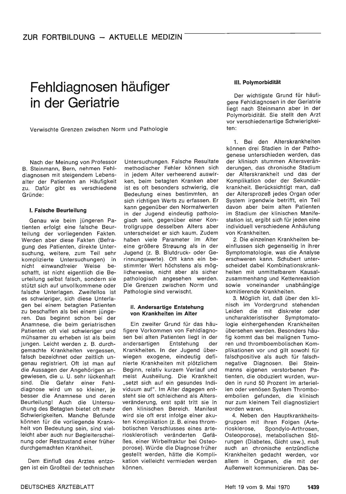 Vorschauseite 1: Fehldiagnosen häufiger in der Geriatrie