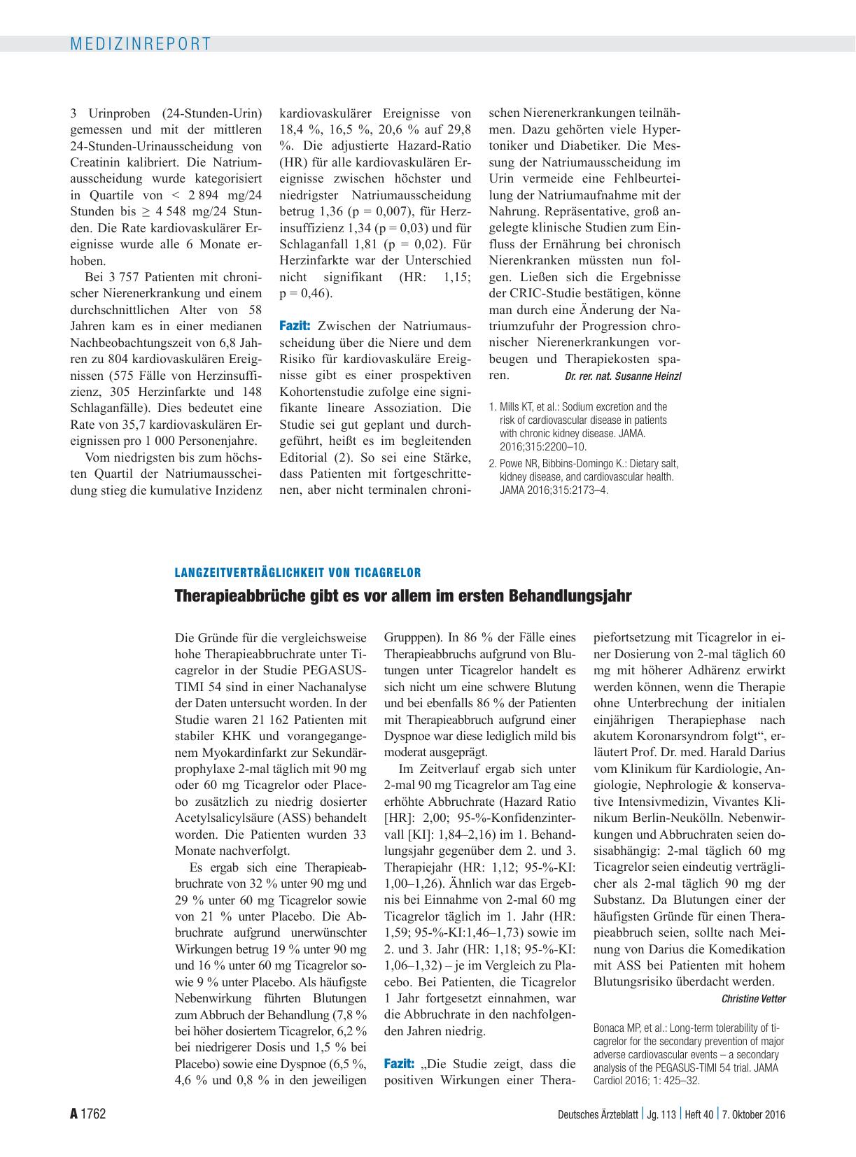 Vorschauseite 1: Langzeitverträglichkeit von Ticagrelor: Therapieabbrüche gibt es vor allem im ersten Behandlungsjahr