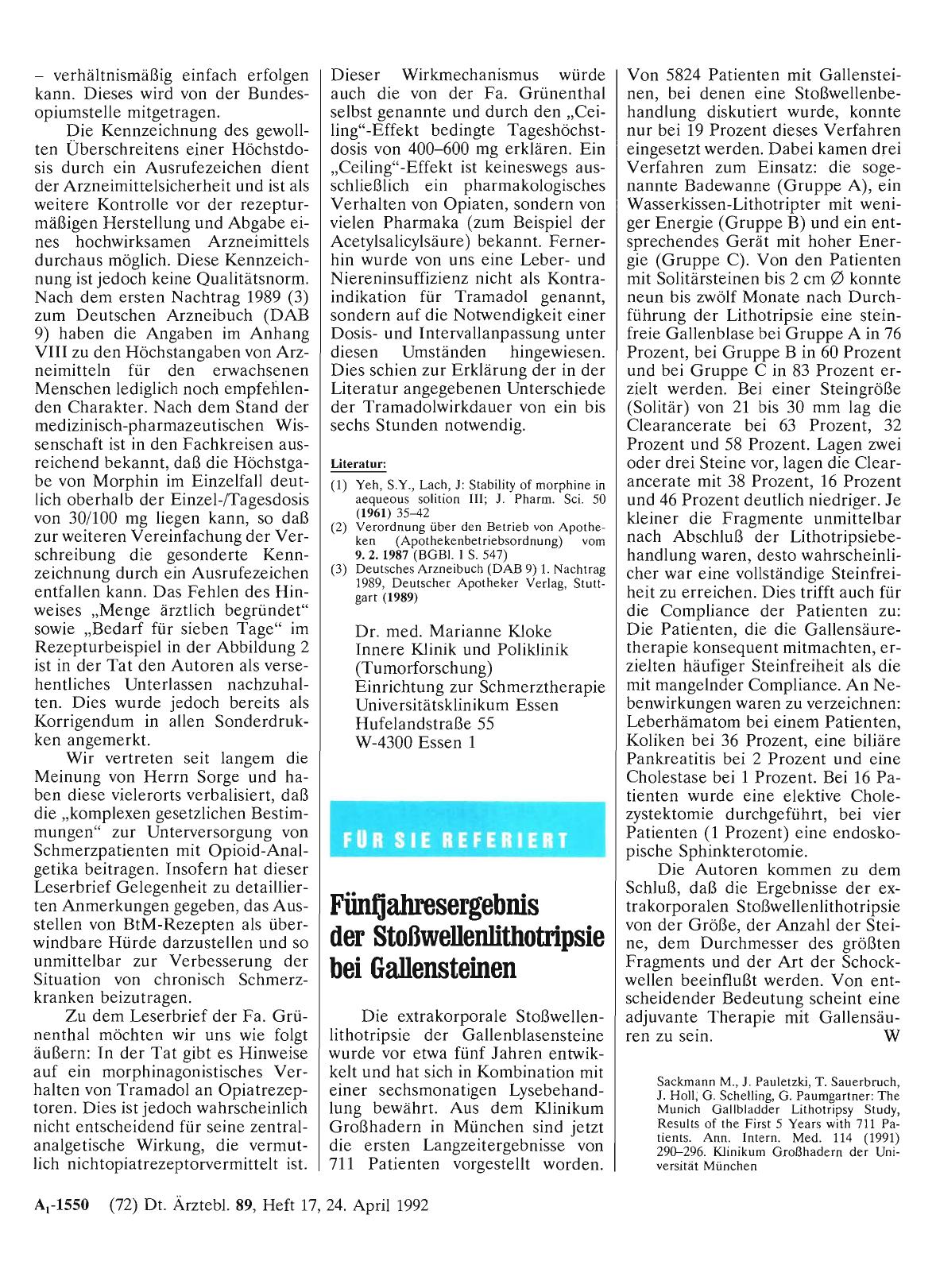 Vorschauseite 1: Fünfjahresergebnis der Stoßwellenlithotripsie bei Gallensteinen