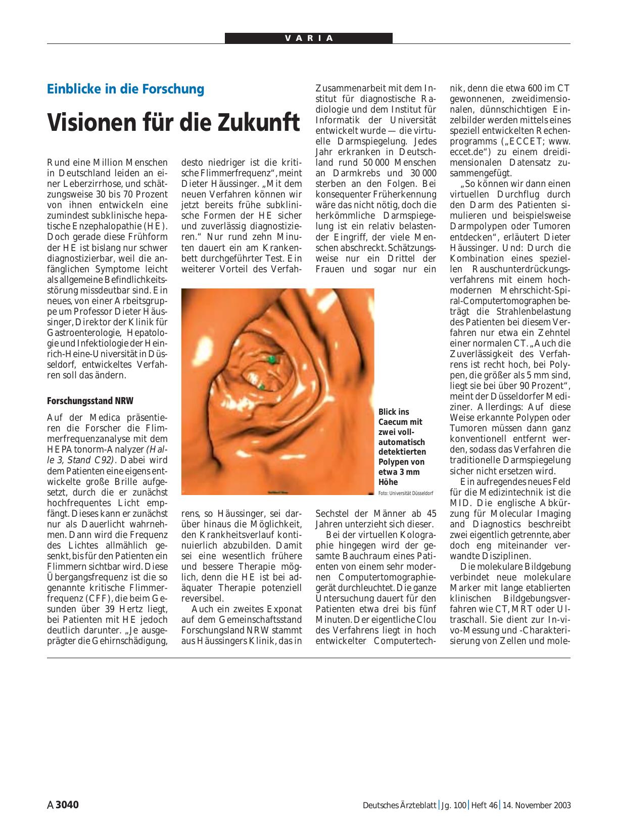 Vorschauseite 1: Einblicke in die Forschung: Visionen für die Zukunft