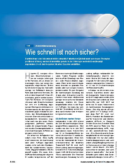 Vorschauseite 1: Arzneimittelzulassung: Wie schnell ist noch sicher?