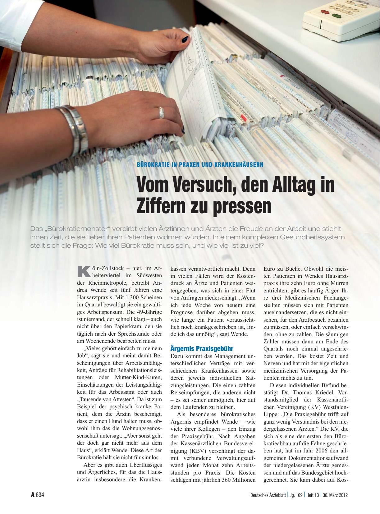 Vorschauseite 1: Bürokratie in Praxen und Krankenhäusern: Vom Versuch, den Alltag in Ziffern zu pressen