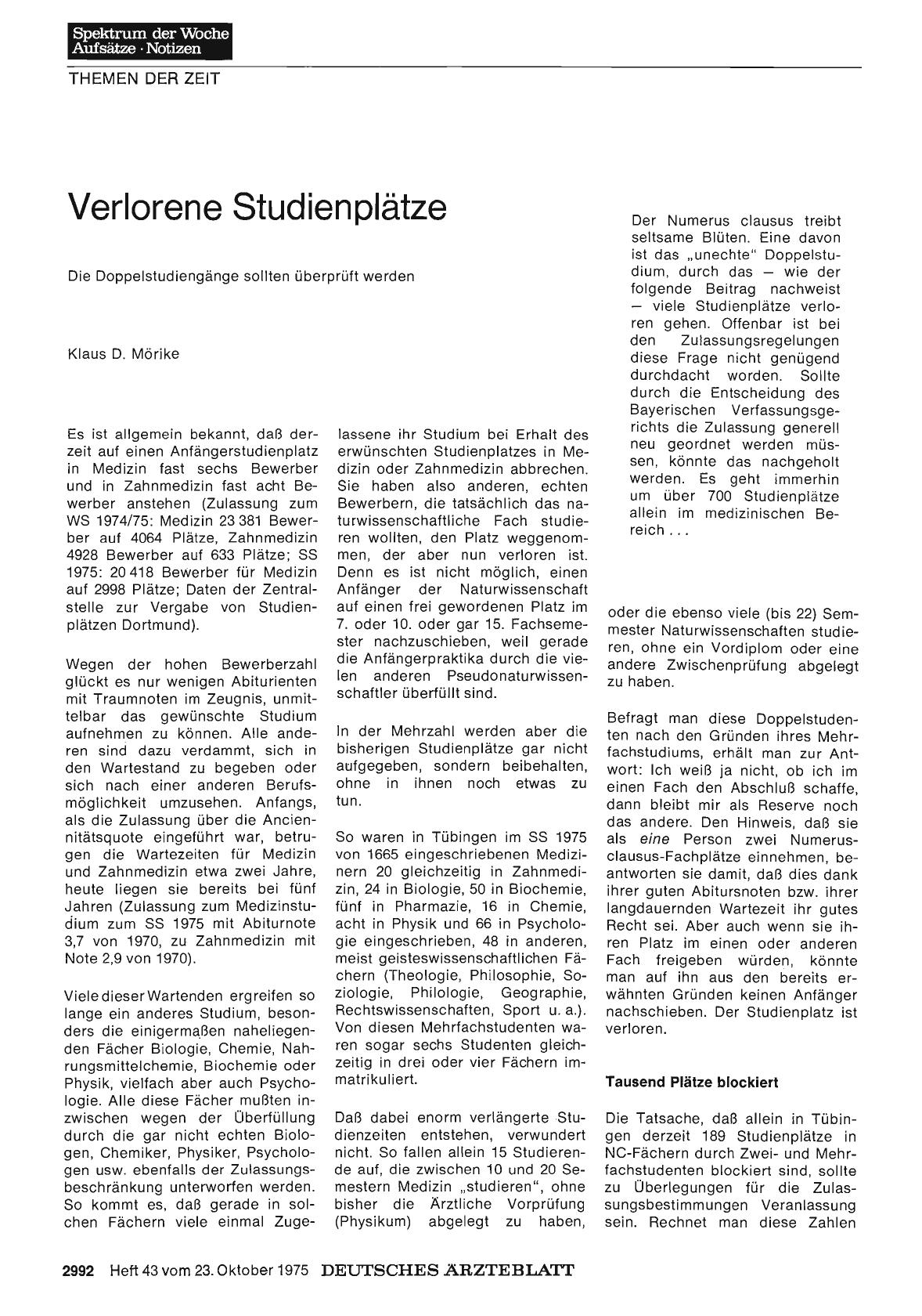 Vorschauseite 1: Verlorene Studienplätze: Die Doppelstudiengänge sollten überprüft werden