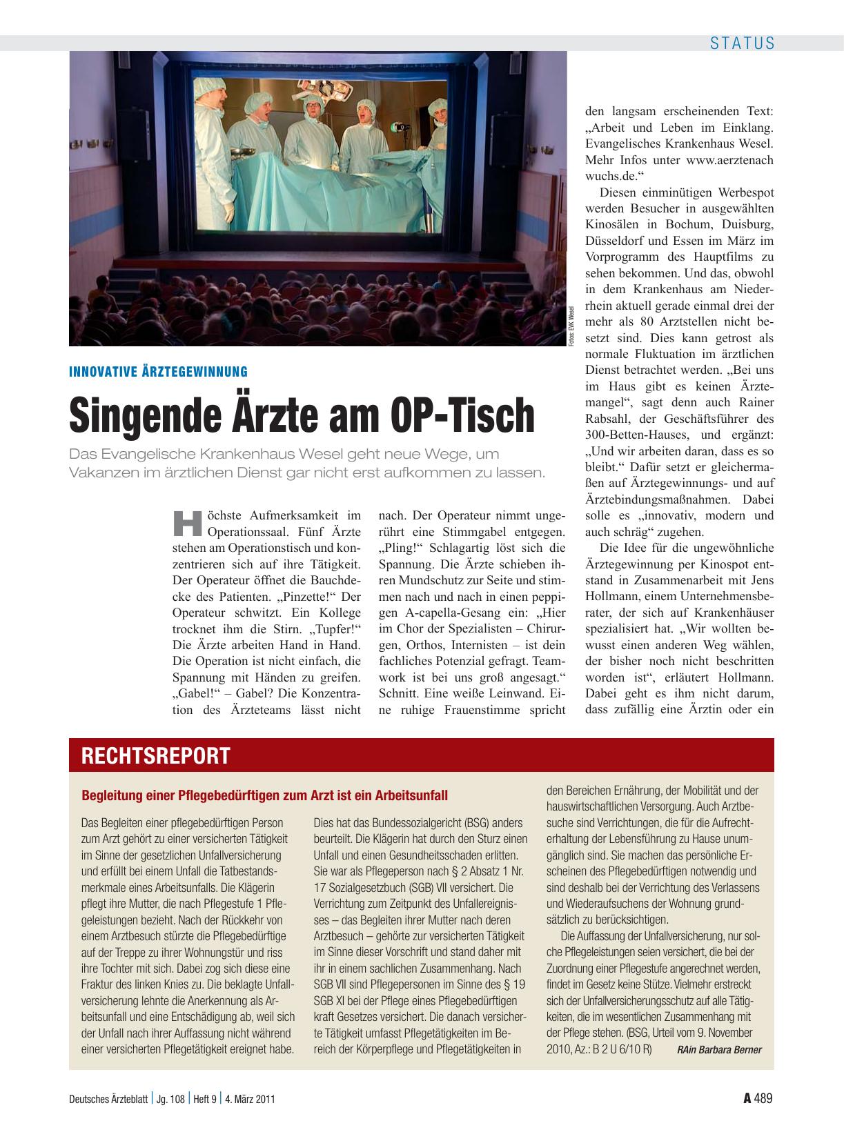 Vorschauseite 1: Begleitung einer Pflegebedürftigen zum Arzt ist ein Arbeitsunfall