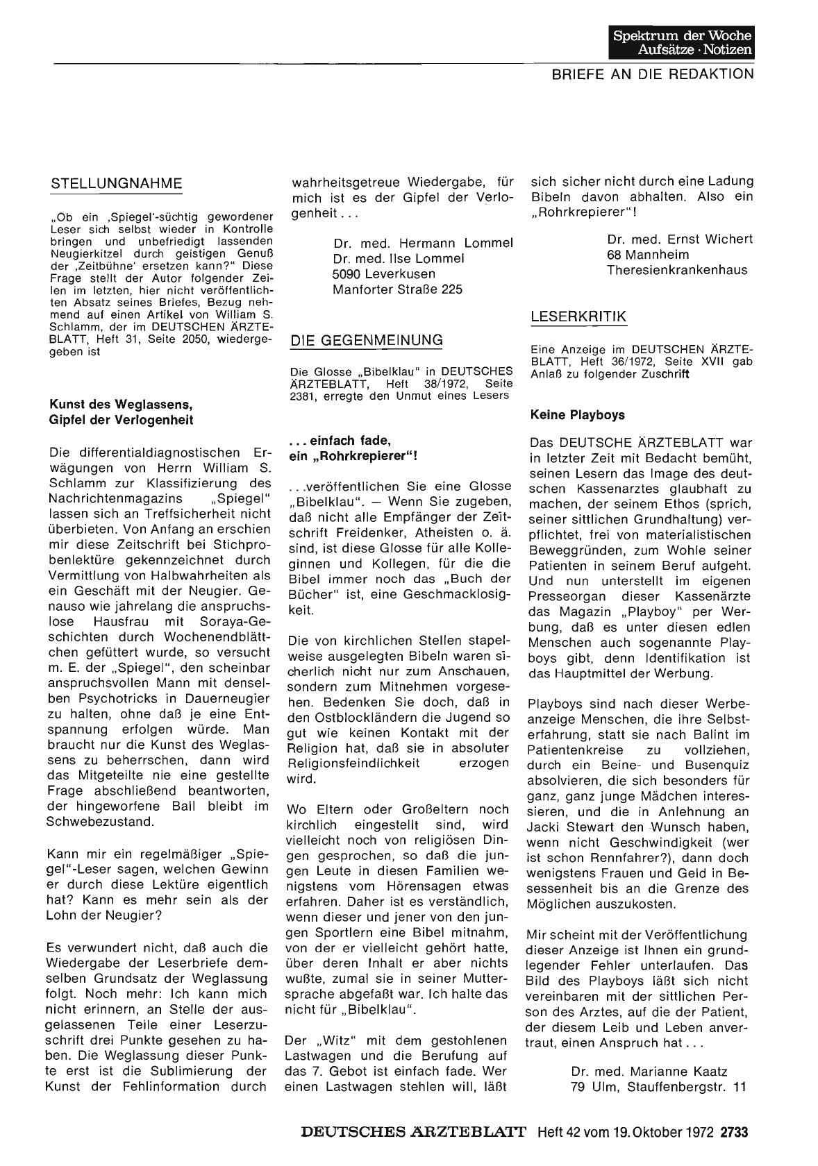 Vorschauseite 1: Die Gegenmeinung: .. . einfach fade, ein „Rohrkrepierer"!